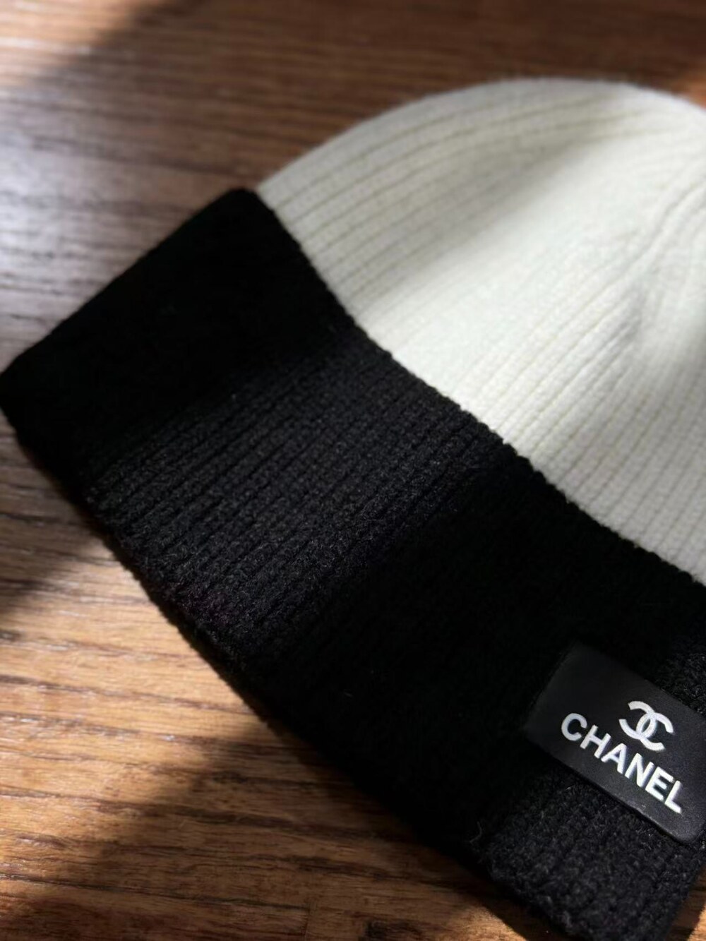 Chanel Two Tone Knit Beanie with Logo Patch - Picture 4 of 5
